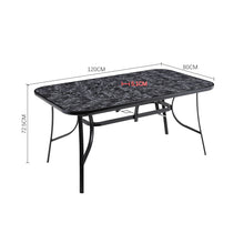 5pcs Garden Pub Table and Chair Set: 1 Table and 4 Chairs. Model A: 120 X 80 X 72 Cm Stone-effect Rectangular Table with Parasol Hole + 4 Black Plastic Rope-upholstered Stackable Chairs