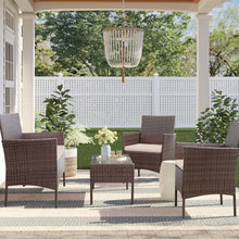 4pcs Rattan Outdoor Garden furniture sofa set with 2x Armchairs 1x Double Sofa & 1 table for indoor & outdoor