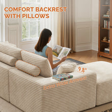 Modern Modular L-Shaped Sofa Striped Upholstered Couch Shaped Sectional Sofa Scandinavian Style Comfortable Seating for Home/Apartment