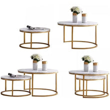 Nesting Coffee Tables Set of 2 Round Stacking Sofa Side Tables for Living Room