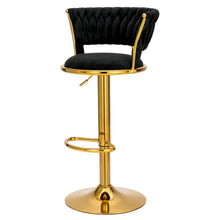 Adjustable Swivel Bar Stool, Modern Velvet Counter Height Bar Chair with Backrest and Footrest, Gold Frame, Perfect for Home Bar, Kitchen Island, Dining, and Commercial Bars