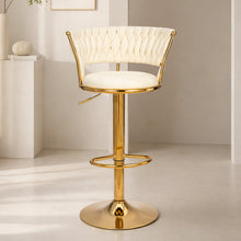Adjustable Swivel Bar Stool, Modern Velvet Counter Height Bar Chair with Backrest and Footrest, Gold Frame, Perfect for Home Bar, Kitchen Island, Dining, and Commercial Bars