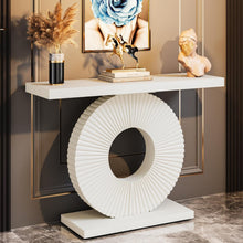 40 Inch Modern Console Table – Narrow Entryway Table with Geometric Base, Wood Accent Sofa Table for Living Room or Hallway