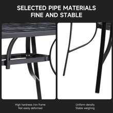 5pcs Garden Pub Table and Chair Set: 1 Table and 4 Chairs. Model A: 120 X 80 X 72 Cm Stone-effect Rectangular Table with Parasol Hole + 4 Black Plastic Rope-upholstered Stackable Chairs