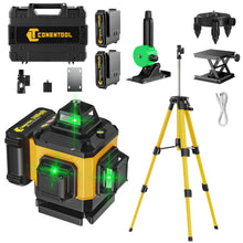 Laser Level 360 Self Leveling, Green Line 4D 16 Lines Laser Leveler Tool Cross Laser with Platform Wall-Mount Bracket Target Plate Carrying Box 2 Batteries Set