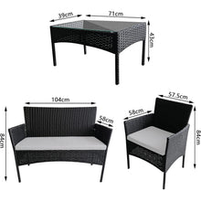4pcs Rattan Outdoor Garden furniture sofa set with 2x Armchairs 1x Double Sofa & 1 table for indoor & outdoor