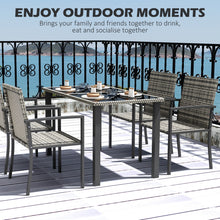 Outsunny 4 Seater Rattan Garden Furniture Set, 5 Pieces Rattan Outdoor Dining Set, Patio Conservatory with Tempered Glass Tabletop - Mixed Grey