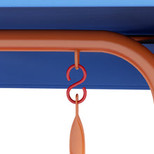 2 Seat Kids Swing Chair with Adjustable Canopy, Cowboy Themed Double Kids Garden Swing Bench with Safety Belts for Patio Park Porch, for Ages 3-6 Years - Red and Blue