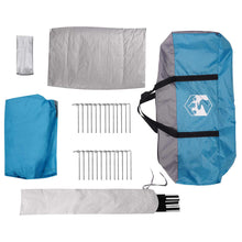 Chelsea Family Tent with Rainfly, Water-resistant Tunnel, 10-Person, Blue, Material: 185T Polyester with PU Coating, Frame Material: Fiberglass, Steel, Overall Dimensions: 580 x 307 x 208 cm (L x W x H), Floor Size: 580 x 307 cm (L x W), Floor Area: 16.67