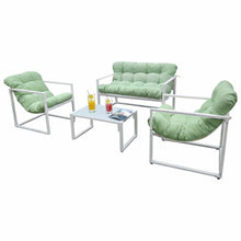 Neo 4 Piece Outdoor Patio Garden Furniture Set Cushions Metal Sofa Loveseat 2 Chairs Glass Coffee Table Balcony Backyard Conservatory