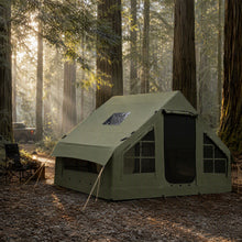 Army Green Outdoor Camping Inflatable Tent Mobile House, 8-10 Person Tents. Extra-Large Space for Comfortable Leisure, Picnics, and Barbecues. Portable, Foldable, and Easy to Store. Features Doors and Windows. Provides Ventilation, Warmth and Comfort