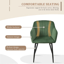 Set of 2 Upholstered Dining Chairs with Armrests and Solid Metal Base, Minimalist Style Chairs for Living Room, Kitchen and Bedroom