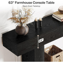 63" Console Table, Farmhouse 2-Tier Entryway Table with U-Shaped Base, Narrow Long Wood Sofa Table Behind Couch Table for Living Room, Hallway, Foyer, Black