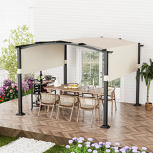 GOFLAME 305 x 305 cm Outdoor Pergola w/Retractable Sunshade Canopy-Beige
