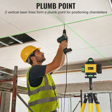 Laser Level 360 Self Leveling, Green Line 4D 16 Lines Laser Leveler Tool Cross Laser with Platform Wall-Mount Bracket Target Plate Carrying Box 2 Batteries Set