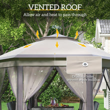 Outsunny Hexagon Garden Gazebo Pop Up Gazebo Outdoor Patio Double Roof Instant Shelter with Netting, 3 X 4M, Beige