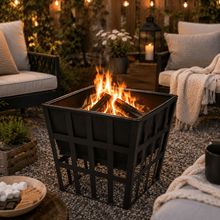 Outdoor Square Fire Pit Barbeque Traditional Log Burner Heater Portable BBQ Heat Resistant Unique Garden Patio Accessories
