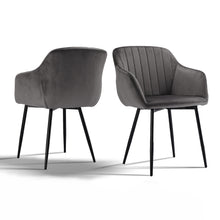 Set of 2 Upholstered Dining Chairs with Armrests and Solid Metal Base, Minimalist Style Chairs for Living Room, Kitchen and Bedroom