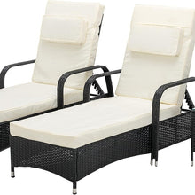3 Pieces Rattan Sun Lounger Bed Recliner Outdoor Garden Chair & Side Table Set