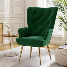 Medieval Modern Style Chairs, Velvet Upholded Armchairs With Metal Legs, Tufted Button Wing Back Side Chairs, High-back Reading Chairs, Comfortable Wide Seats, Suitable For Various Scenarios Such As Bedrooms, Living Roomsdesk Armchairs