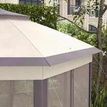 Outsunny Hexagon Garden Gazebo Pop Up Gazebo Outdoor Patio Double Roof Instant Shelter with Netting, 3 X 4M, Beige