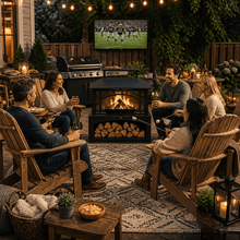 Nordivale 2 in 1 Outdoor Fireplace Fire Pit Table with Hidden Log Storage & Patio Heater, Heavy-Duty Thickened Steel Construction, Large Wood Burning Fire Pit with Log Holder for Backyard, Porch & Garden