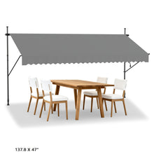 Retractable Patio Awning Measuring 350.01 X 119.38 cm, Featuring a Manual Crank Handle, Designed As a Sunshade Shelter for Outdoor Patios. This Canopy Can Be Adjusted in Height from 78.7 to 299.97 cm, Suitable for Patios, Balconies, Or Yards