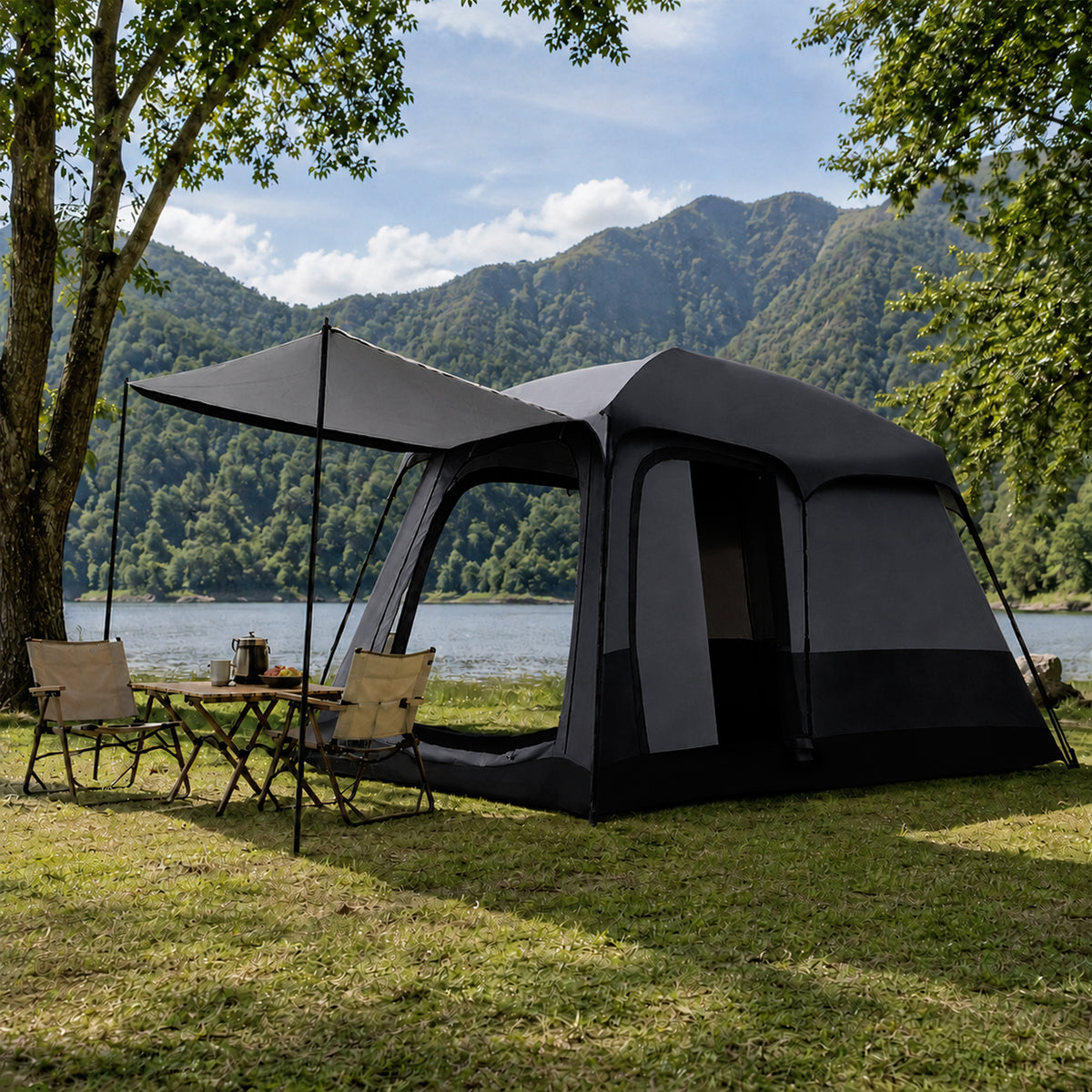 Large 8-12 Person Family Camping Tent 210D Oxford Fabric Lightweight for Outdoor, Hiking, Beach, Festivals, Backpacking & Picnic 2 Room 1 Living Room with Porch, Sun Shelter, 3-4 Season Easy Setup Instant Cabin Tent