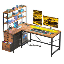 152.4cmH Tall L-Shaped Corner Computer Desk, Reversible Gaming Desk with Storage Rack And Fabric Drawers And Mesh PC Tower Stand, PC Table Workstation, Suitable for Home Offices