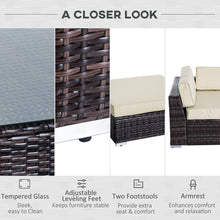 Outsunny 6 PC Sofa Coffee Table Set Sectional Wicker Weave Furniture for Garden Outdoor Conservatory w/ Pillow Cushion
