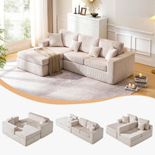 Modular Compressible Sofa with Free Combination, Space-Saving Split Corner Fabric Lazy Sofa, High-Density Foam Anti-Slip Base, Washable Corduroy Fabric, Suitable for Living Room And Apartment, Minimalist Modern Home Furniture