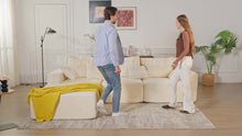 Modern Modular L-Shaped Sofa Striped Upholstered Couch Shaped Sectional Sofa Scandinavian Style Comfortable Seating for Home/Apartment