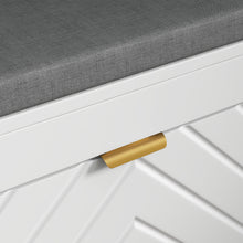 Shoe Storage Bench, Narrow Shoe Bench with 2 Flip Drawers, Seating Cushion and 2 Vents for 8 Pairs of Shoes for Entryway, Hallway, White