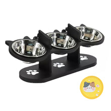 Cat and Dog Indoor Raised Feeding Bowl with Stand Elevated Cat Bowls Tilted Raised Dog Bowl with Stand 3 Dog Food Bowl Pet Feeding Set 42x16x15cm