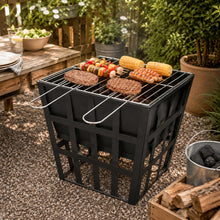 Outdoor Square Fire Pit Barbeque Traditional Log Burner Heater Portable BBQ Heat Resistant Unique Garden Patio Accessories