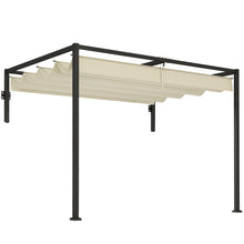 2 x 3m Lean To Pergola with Retractable Roof, Wall Mounted Garden Gazebo Outdoor Sun Shade Shelter for Patio, Khaki