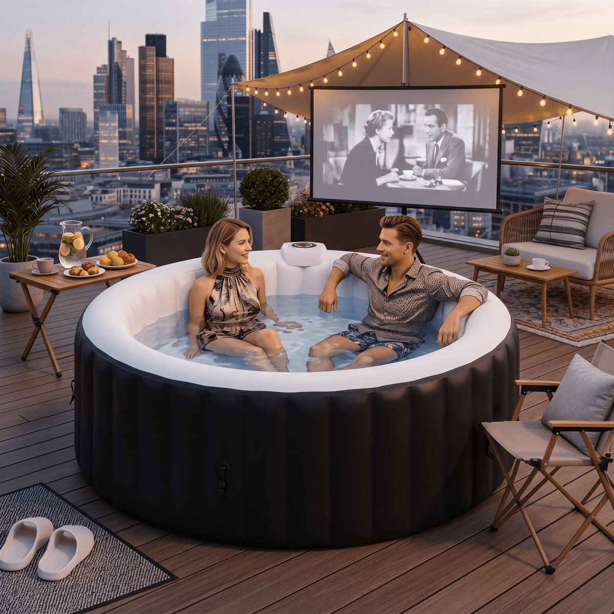 Portable Inflatable Spa Tub with Built-in Heater, Jets & Filtration – Ideal for Home Relaxation