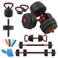 Trintion 20KG 5-in-1 Adjustable Dumbbell Set with Barbell Kettlebell - Home Gym Weights Set for Men Women Includes Resistance Bands (5-Pack), Ab Roller & Gloves - Free Weights for Full Body Workou