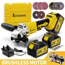 KITESDER Brushless Motor Angle Grinder Cordless. Power Tools with Battery And Rich Additions, Multi-Functional Tool. No-Load Speed: 9000/11000 R/Min. Suitable for Polishing, Sanding And Grinding. Shipped from Local Warehouse