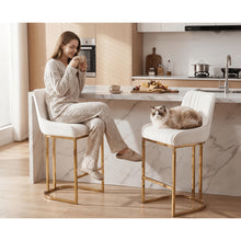 Set of 2 Velvet Bar Stools Without Arms by Wahson, Featuring a Stylish Quilted Backrest, Perfect for Kitchen Counters, Home Bars, Or Restaurants