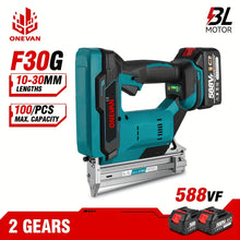 ONEVAN Cordless Nail Gun, Electric Nail Gun, with Battery And Charger, Nail Count 100pcs, 30mm Length, Diameter 1.05/1.26mm, 1st Gear Single Shot, 2nd Gear Continuous Shot, Suitable for Interior Decoration, Woodworking And Carpentry Projects