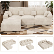 Modern Modular L-Shaped Sofa Striped Upholstered Couch Shaped Sectional Sofa Scandinavian Style Comfortable Seating for Home/Apartment