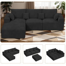 Modern Modular L-Shaped Sofa Striped Upholstered Couch Shaped Sectional Sofa Scandinavian Style Comfortable Seating for Home/Apartment