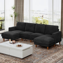269cm U-Shaped Corduroy Sectional Sofa, Extra Deep Seat Chaise Lounge Couch, Easy Assembly Large Living Room Sofa