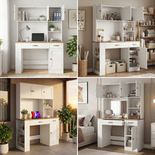 Kealive Modern Computer Desk with Shelves & Drawers - Writing Table Suitable for Home Office, Study Workstation with Spacious Work, -Standing, Assembly for Living Room, Bedroom, Writing Desk