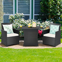 GOFLAME 3 Pieces Patio PE Wicker Set Space-saving Outdoor Conversation Set-White