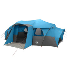Chelsea Family Tent with Rainfly, Water-resistant Tunnel, 10-Person, Blue, Material: 185T Polyester with PU Coating, Frame Material: Fiberglass, Steel, Overall Dimensions: 580 x 307 x 208 cm (L x W x H), Floor Size: 580 x 307 cm (L x W), Floor Area: 16.67