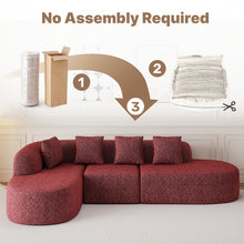 Corner Sofa with Sleep Function 285 X 180cm, Cord Sofa Bed L Shape, Boneless Couch, Living Landscape Sofa Bed, Sofa Bed with Rounded Chaise Longue