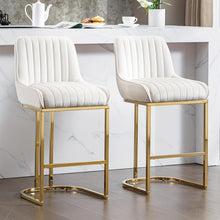 Set of 2 Velvet Bar Stools Without Arms by Wahson, Featuring a Stylish Quilted Backrest, Perfect for Kitchen Counters, Home Bars, Or Restaurants