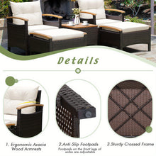 DORTALA 5pcs Outdoor Wicker Patio Furniture Sectional Conversation Set with Cushioned Zipped Pillows & 2 Ottomans - All-Weather PE Rattan Sofa, Poolside Garden Seating Suitable for Porch, Balcony - (Assembly Required)